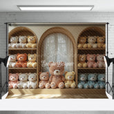 Lofaris Sweet Teddy Bears Window Cute Cake Smash Backdrop